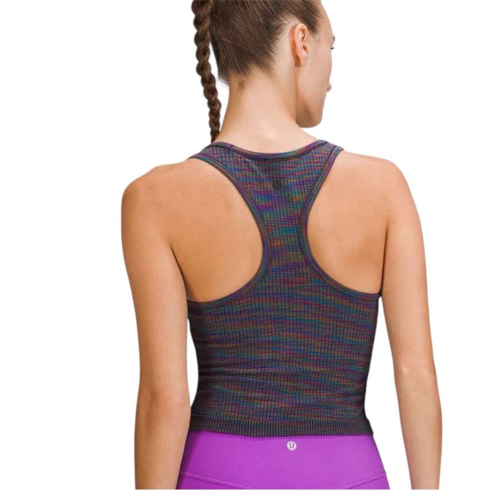Lululemon Ebb to Street Racerback Multicolour Crop Tank Top Rainbow Multi Size 4